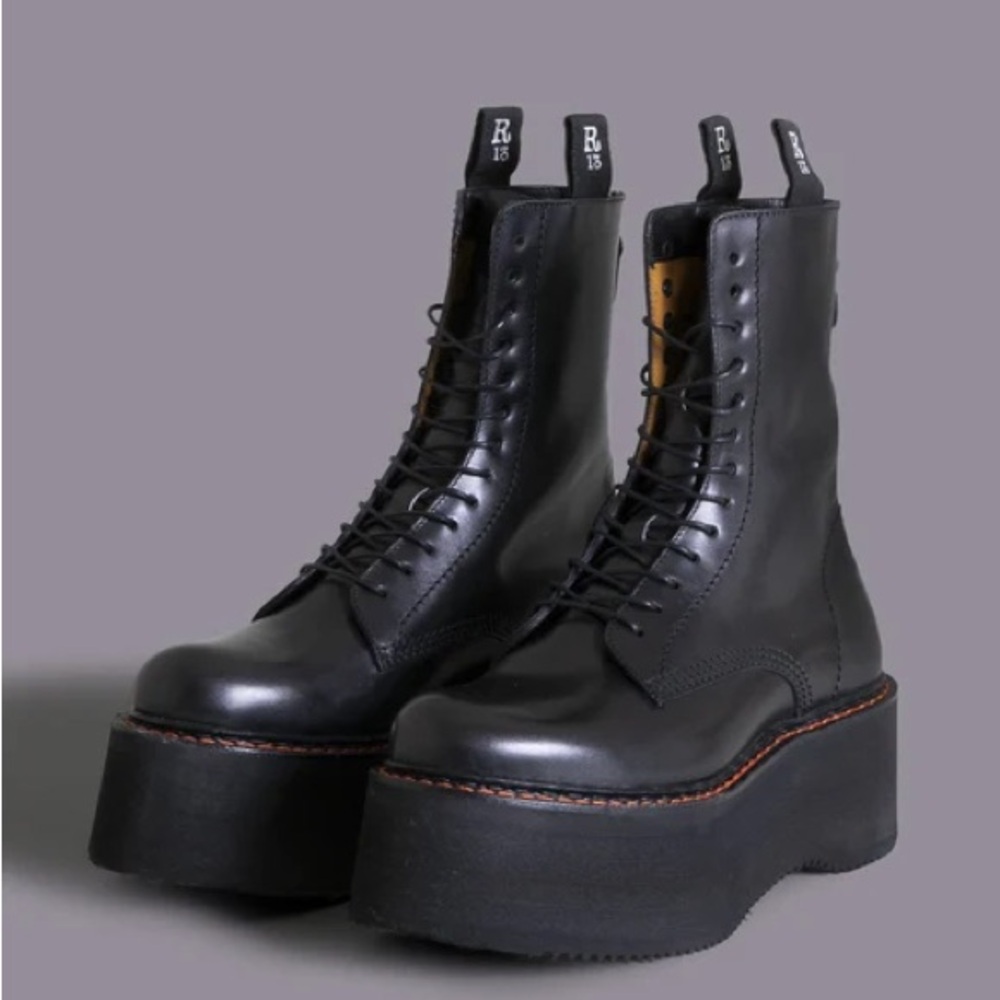 R13 Black Double Stack Boots